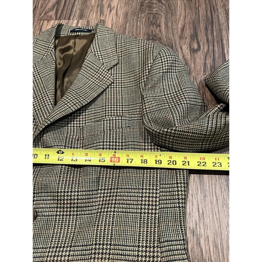 Chaps Ralph Lauren Suit Jacket Mens 40R Plaid  Wool Blazer Houndstooth